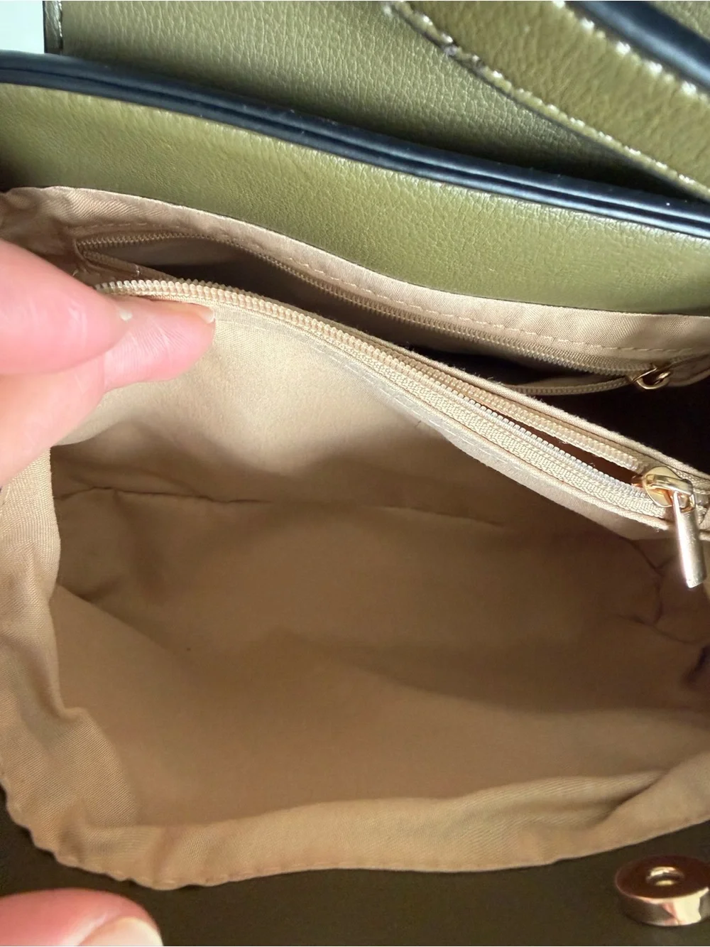 Olive Green Dragonfly Accent Top-Handle Satchel
